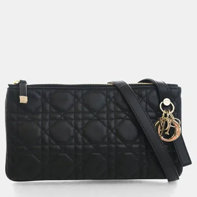 Pre-owned Dior Christian  Lambskin Miss  Pouch In Black