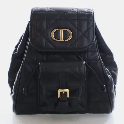 Pre-owned Dior Christian  Lambskin Nano Macrocannage Caro Backpack In Black