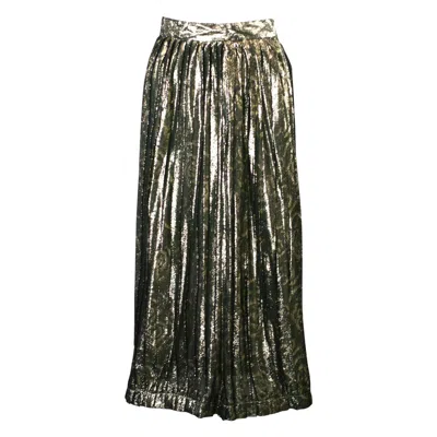 Pre-owned Dior Christian  Lame Pleated Skirt In Black