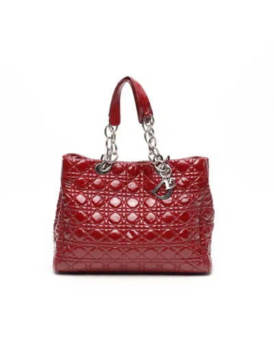 Dior Christian  Large Cannage Patent Shopping Tote Bag In Purple