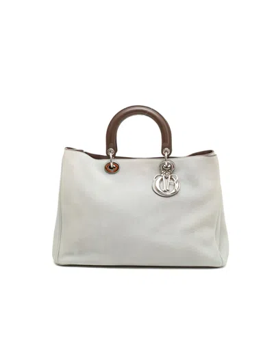Dior Christian  Large Lady  Suede Tote Bag In Grey