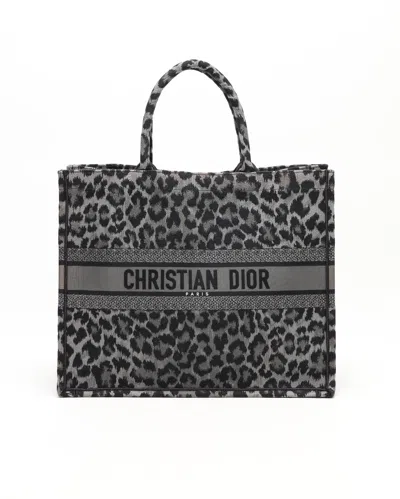 Dior Christian  Large Leopard Book Tote Bag