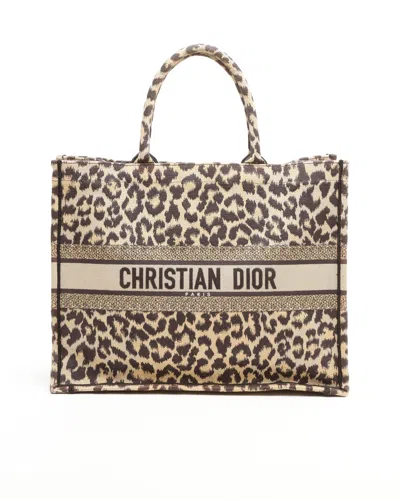 Dior Christian  Large Leopard Mizza Book Tote Bag In Multi