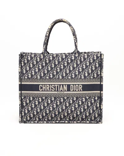 Dior Christian  Large Oblique Book Tote Bag In Blue