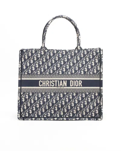 Dior Christian  Large Oblique Book Tote Bag In Blue