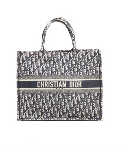 Dior Christian  Large Oblique Book Tote Bag In Blue