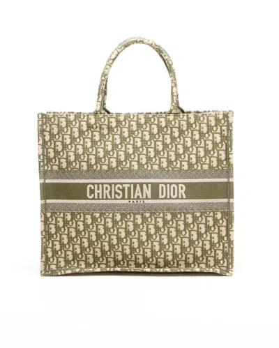 Dior Christian  Large Oblique Book Tote Bag In Green