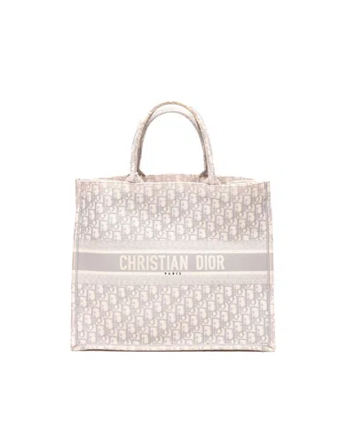 Pre-owned Dior Christian  Large Oblique Book Tote Bag In Grey