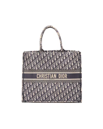 Pre-owned Dior Christian  Large Oblique Book Tote Bag In Navy