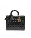 Dior Christian  Large Patent Lady  Bag In Black