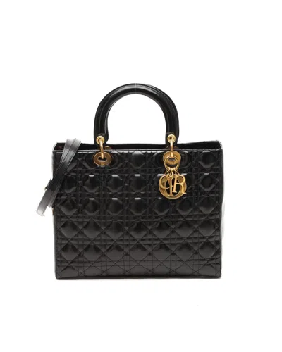Dior Christian  Large Patent Lady  Bag In Black