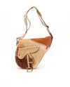 Dior Christian  Large Suede Saddle Bag In Multi