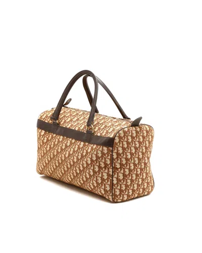 Dior Christian  Large Trotter Boston Bag In Brown