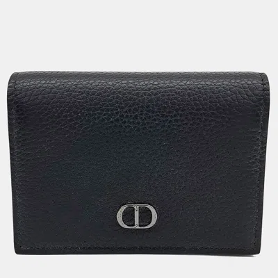 Pre-owned Dior Christian  Leather Black Card Wallet