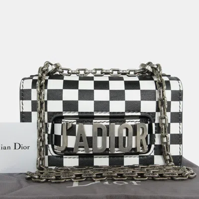 Pre-owned Dior Christian  Leather Black X White Ja  Shoulder Bag