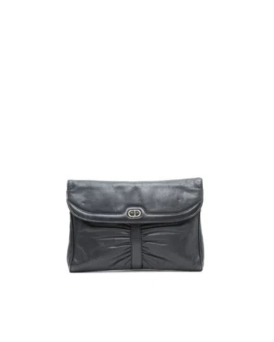 Dior Christian  Leather Clutch Bag In Black