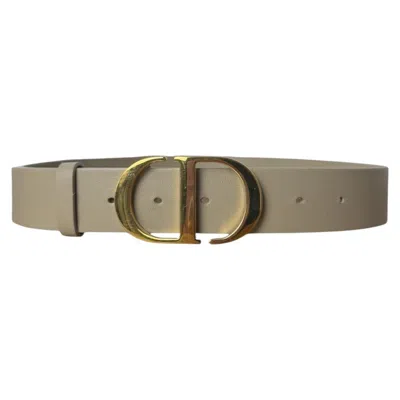 Pre-owned Dior Christian  Leather Natural Taupe Cd Icon Belt Sz 75 In Brown