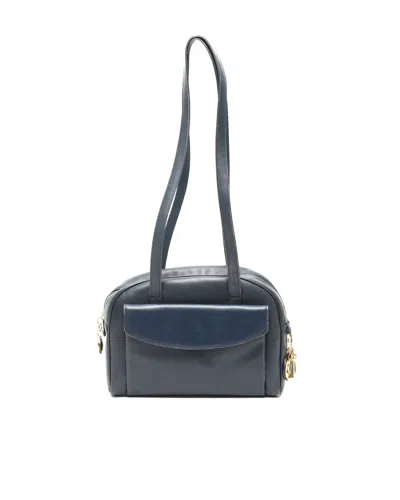 Dior Christian  Leather Tote Bag In Navy