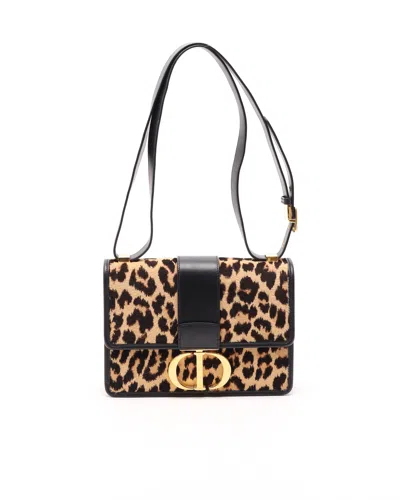Dior Christian  Leopard 30 Montaigne Bag In Black