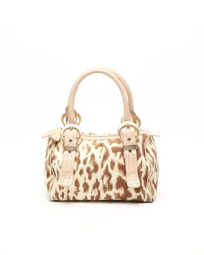 Dior Christian  Leopard Print Bowler Bag In Multi