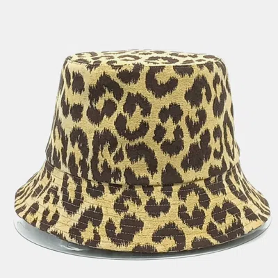 Pre-owned Dior Christian  Leopard Reversible Bucket Hat In Brown