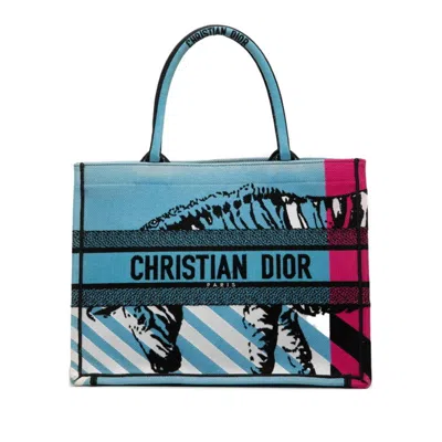 Pre-owned Dior Christian  Light Blue Multi-color Canvas Tote Bag ()