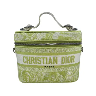 Pre-owned Dior Christian  Light Green Off-white Canvas Handbag Shoulder Bag ()