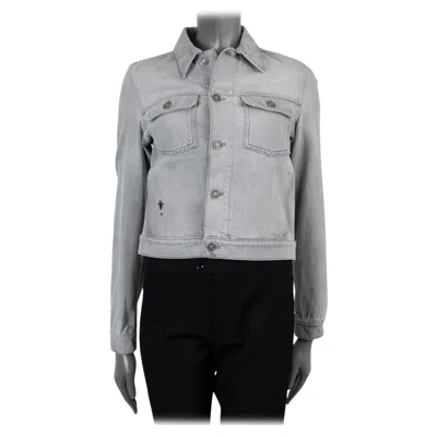 Pre-owned Dior Christian  Light Grey Cotton 2021 Washed Denim Jacket 34 Xxs In Gray