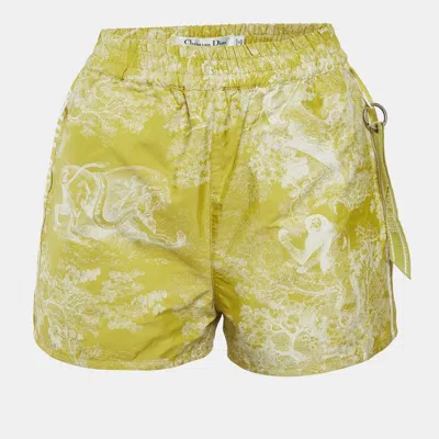 Pre-owned Dior Christian  Lime Green Toile De Jouy Jacquard Short S