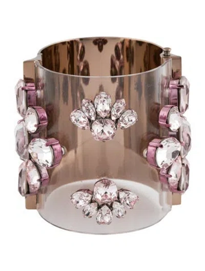 Pre-owned Dior Christian  Limited Edition Crystal & Resin Metallic Wide Cuff, 7.25" In Multicolor