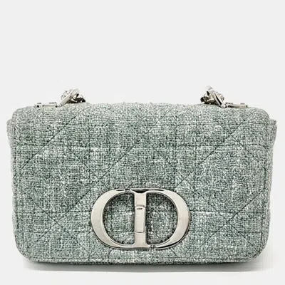 Pre-owned Dior Christian  Linen Caro Small Bag In Green