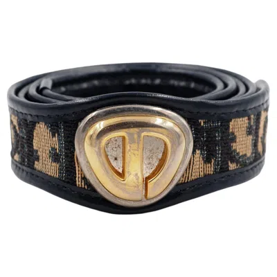 Pre-owned Dior Christian  Logo Belt With Small Cd Gold Buckle In Black