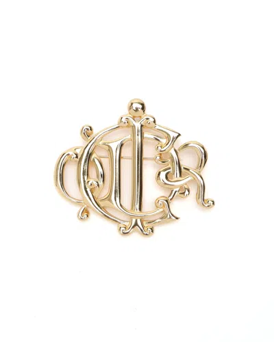 Dior Christian  Logo Brooch In Gold