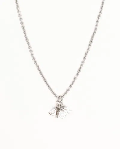 DIOR CHRISTIAN DIOR LOGO CHARM NECKLACE