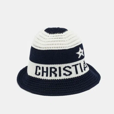 Pre-owned Dior Christian  Logo Cotton Knit D-tulipe Cloche Hat S