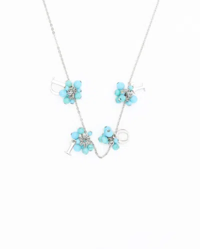 Dior Christian  Logo Necklace In Blue