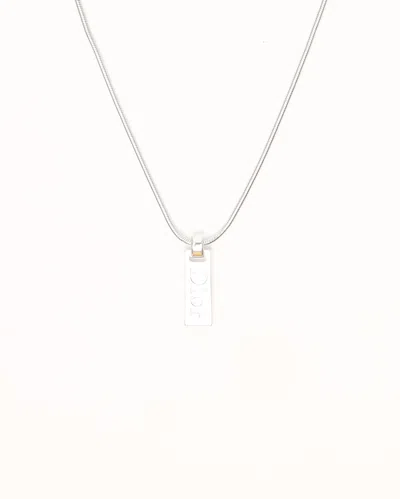Dior Christian  Logo Plate Necklace In Silver