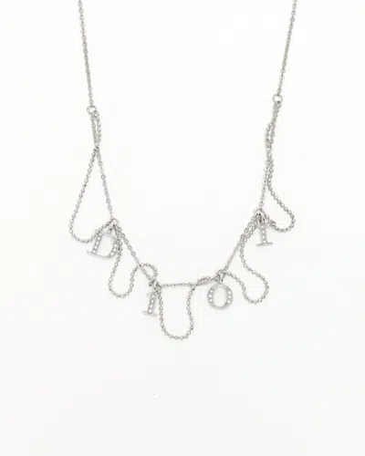 Dior Christian  Logo Rhinestone Choker In Silver