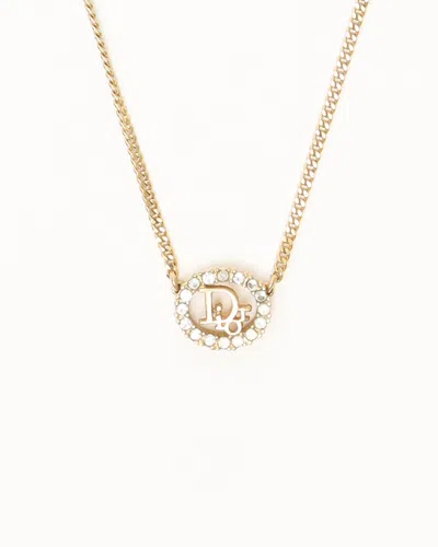Dior Christian  Logo Rhinestone Necklace