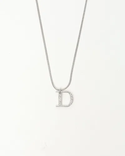 Dior Christian  Logo Rhinestonenecklace In Silver