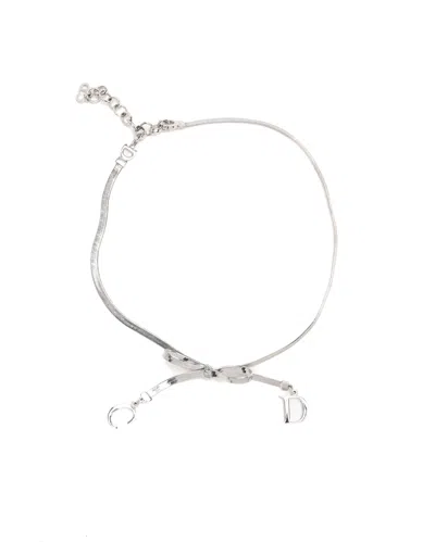 Dior Christian  Logo Ribbon Choker In Gray