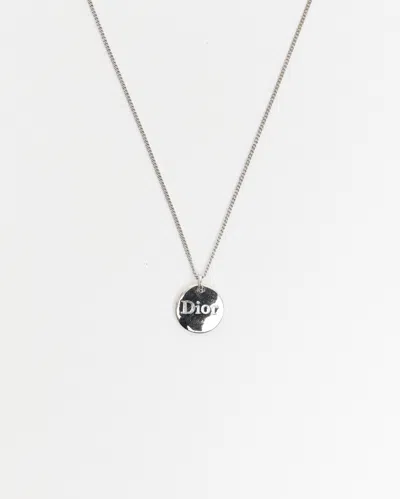 Dior Christian  Logo Silver Necklace