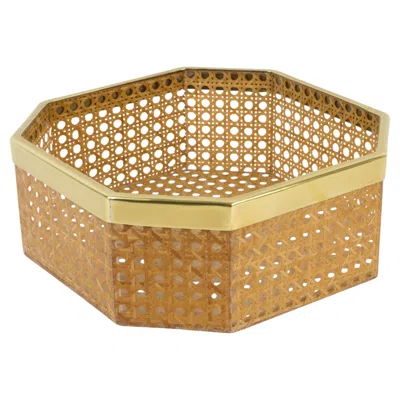 Pre-owned Dior Christian  Lucite, Metal And Rattan Basket Bowl Centerpiece, Circa 1970 In Brown