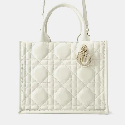 Pre-owned Dior Christian  Macrocannage Book Tote Small Handbag White
