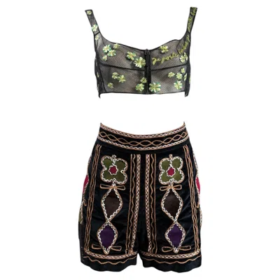 Pre-owned Dior Christian  Maria Grazia Chiuri Ensemble Tulle Bra Mini Velvet Short In Black
