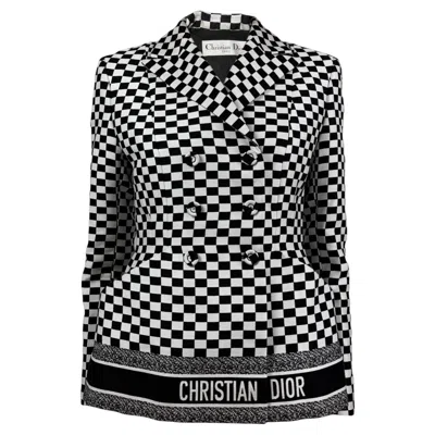 Pre-owned Dior Christian  Maria Grazia Chiuri Spring 2018 Checked Bar Jacket In Black