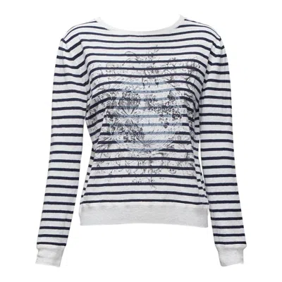 Pre-owned Dior Christian  Mariniere White Black Animal Print Stripe Bateau Sweater Fr34 Xs