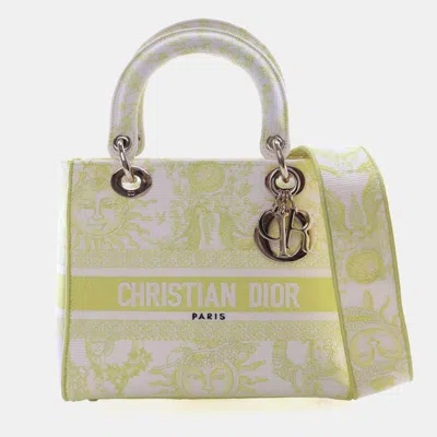 Pre-owned Dior Christian  Medium Embroidered Canvas Iviera Lady D-lite In Multi