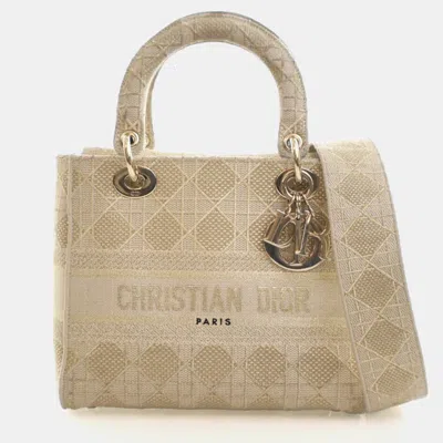 Pre-owned Dior Christian  Medium Embroidered Lady D-lite In Gold