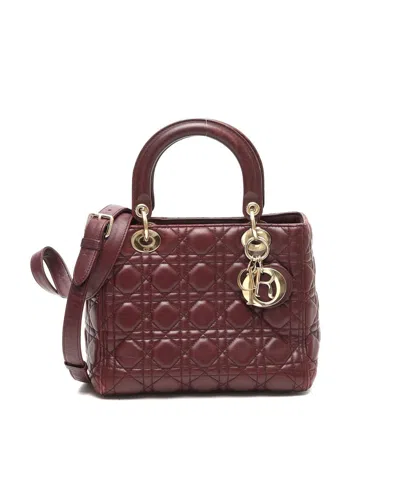 Dior Christian  Medium Lady  Bag In Burgundy